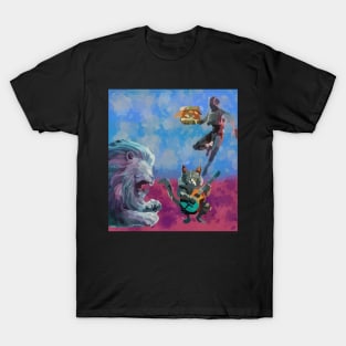 watercolor cat playing guitar hungry lion T-Shirt